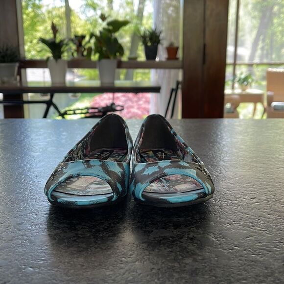 IRON FIST Rayplay Peep Toe flats blue and black shoes with stars BNIB - Picture 4 of 8
